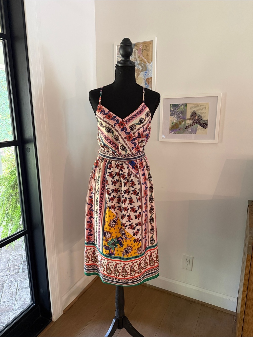 Joy Joy White Multi Floral Spaghetti-Strap Midi Dress